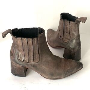 Freebird by Steven Brown Leather Western Chelsey Boots Chunky Heel Sz 9 Boho